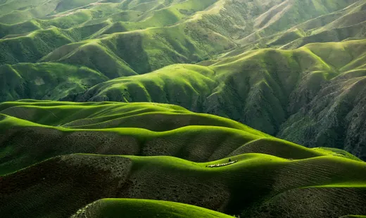 Fotografía a vista de pájaro de las Montañas Verdes